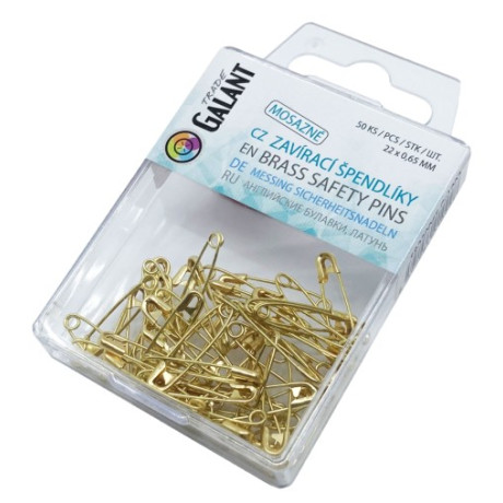 Brass Safety Pins 22x0,65mm Polished - 50pcs/pl.box
