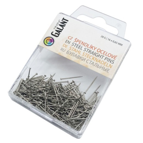 Mild Steel Straight Pins 16x0,65mmm NI - 20g/pl.box