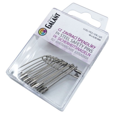 Mild Steel Safety Pins 2 1/2 (40x0,90mm) Nickel plated - 12pcs/pl.box (11/12 - 1bunch/pl.box)