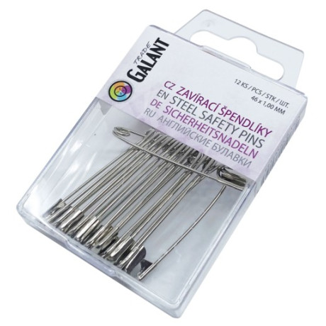 Mild Steel Safety Pins 3 (46x1,00mm) Nickel plated - 12pcs/pl.box (11/12 - 1bunch/pl.box)