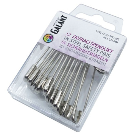 Mild Steel Safety Pins 4 1/2 (60x1,30mm) Nickel plated - 12pcs/pl.box (11/12 - 1bunch/pl.box)