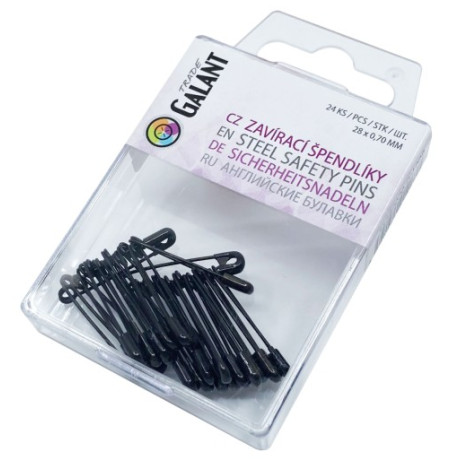 Mild Steel Safety Pins 0 (28x0,70mm) Black - 24pcs/pl.box (11/12 - 2bunches/pl.box)