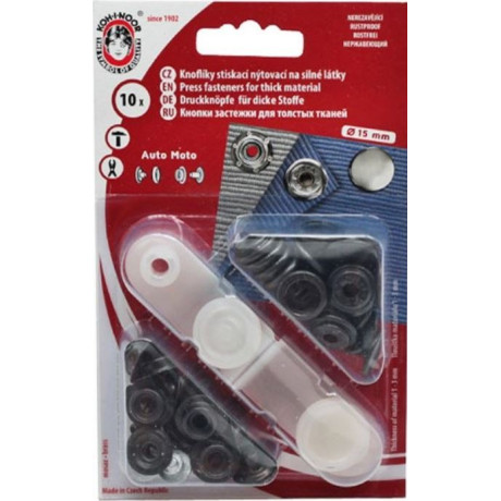 Nýtovací knoflíky Auto Moto 6 (15mm) - černý nikl - 10ks/karta