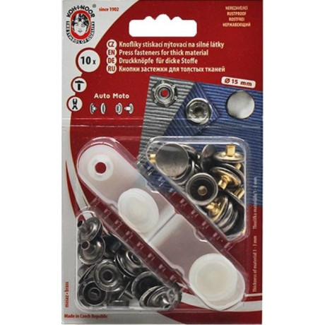 Press Buttons Auto Moto 6 (15mm - nikl antik - 10pcs/card