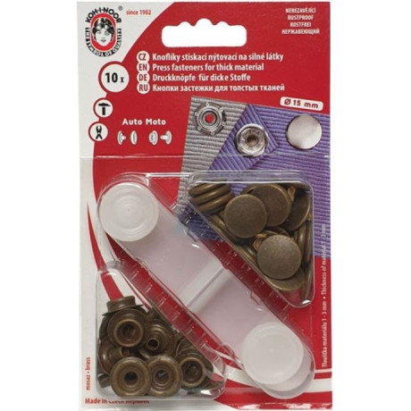 Press Buttons Auto Moto 6 (15mm) - oldbrass - 10pcs/card