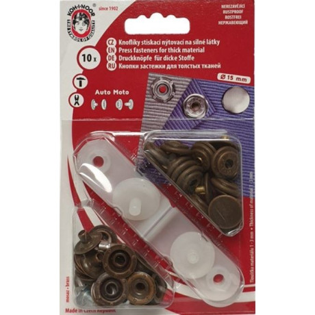 Press Buttons Auto Moto 6 (15mm) - oldcopper - 10pcs/card