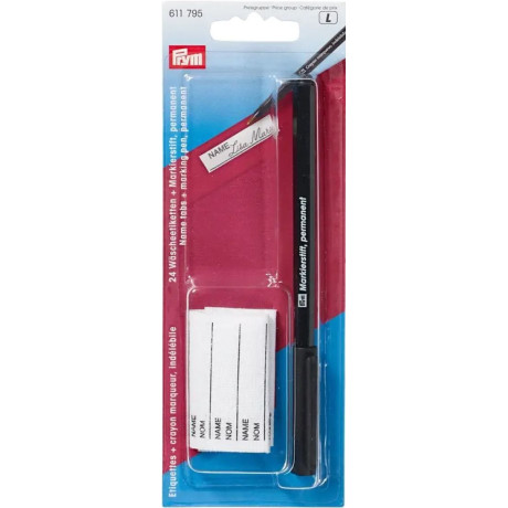 Permanent marking pen + 24 name tabs (Prym)