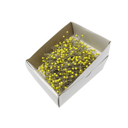 Špendlíky se skleněnou hlavou 43x0,60mm NI barva: Žlutá - 1000ks/krabička