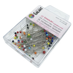 Straight Pins with Glass Head 35x0,50mm Nickel plated - colour: Assorted - 100pcs/box