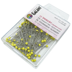 Straight Pins with Glass Head 43x0,60mm Nickel plated - colour: Yellow - 100pcs/box