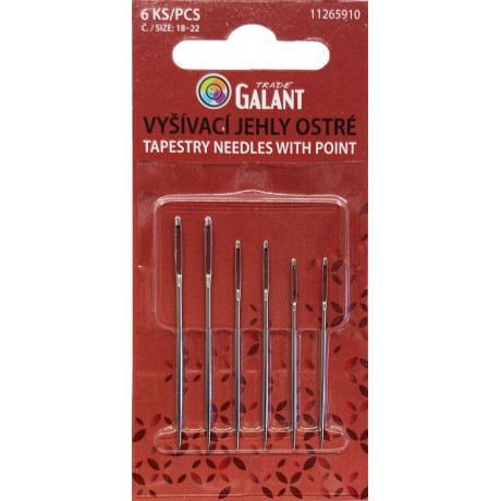 Chenille needles with point No. 18–22 - 6pcs/card