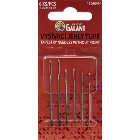 Tapestry needles without point No. 18–22 - 6pcs/card