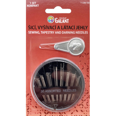 Sewing, tapestry and darning needles & Threader - 30pcs/card