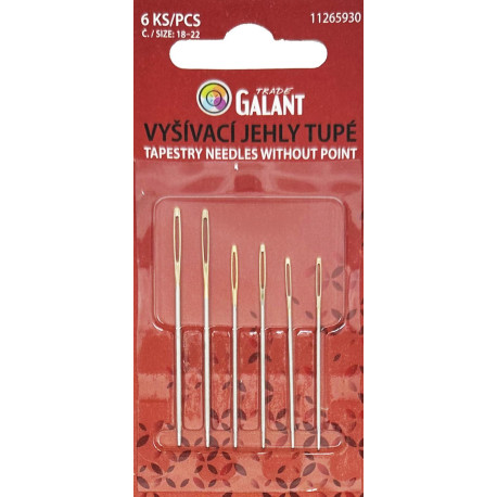 Tapestry needles without point gold head No. 18–22 - 6pcs/card