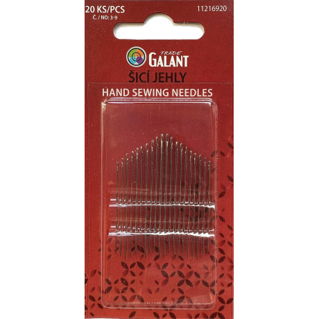Šicí jehly dlouhé č.3-7 - 20ks/karta