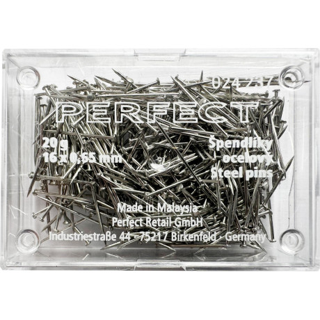 Špendlíky ocelové 16x0,65mm - 20g/plastová krabička
