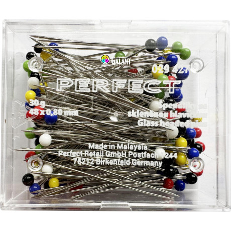Glass Head Pins 48x0,80mm assort - 30g/box