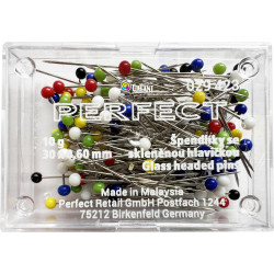 Glass Head Pins 30x0,60mm assort colours - 10g/plastic box