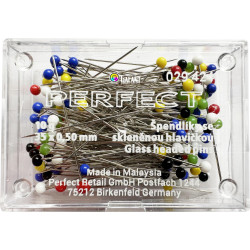 Glass Head Pins 35x0,50mm assort colours - 10g/box