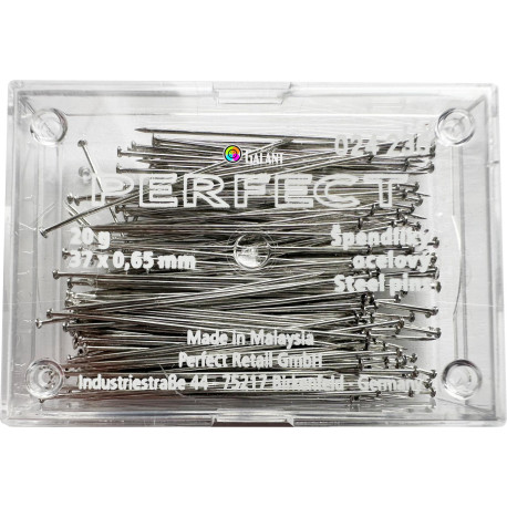 Hard Steel Straight Pins 37x0,65mm - 20g/plastic box