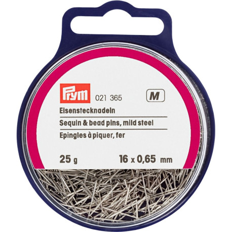 Špendlíky ocelové 16x0,65mm stříbrné (Prym) - 25g