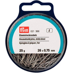 Špendlíky ocelové 26x0,75mm stříbrné (Prym) - 25g