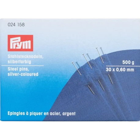 Hard Steel Straight Pins 30x0,60mm - c.silver (Prym) - 500g/box