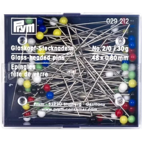 Glass Head Pins 48x0,80mm assort (Prym) - 30g/box