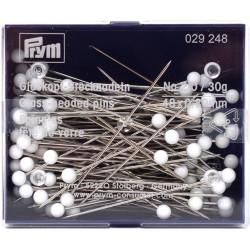 Glass Head Pins 48x0,80mm white (Prym) - 30g/box