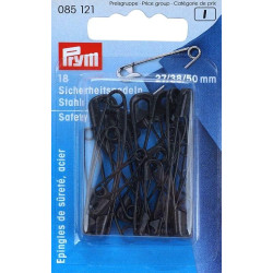 Mild Steel Safety Pins 27-38-50mm - c.black (Prym) - 18pcs/card