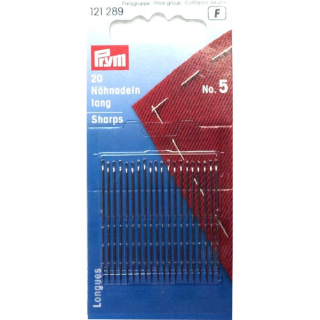 Hand needles Sharps No. 5 (Prym)  - 20pc/card