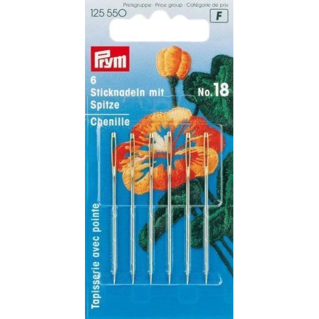 Chenille needles with point No. 18 (Prym) - 6pcs/card