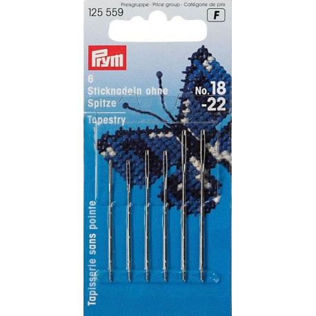 Tapestry needles without point No. 18–22 (Prym) - 6pcs/card