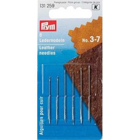 Leather Needles No. 3–7 (Prym) - 6pcs/card