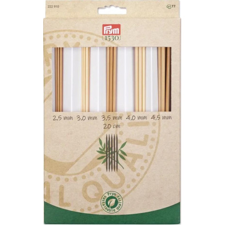 Knitting needles bamboo - 20cm - asort (Prym) - 5set/card