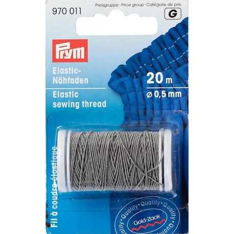 Elastic Sewing Thread - light grey - 20m/spool (Prym) - 1spool/card