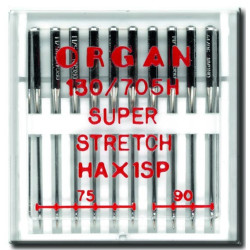 Machine Needles ORGAN SUPER STRETCH 130/705H - Assort - 10pcs/plastic box