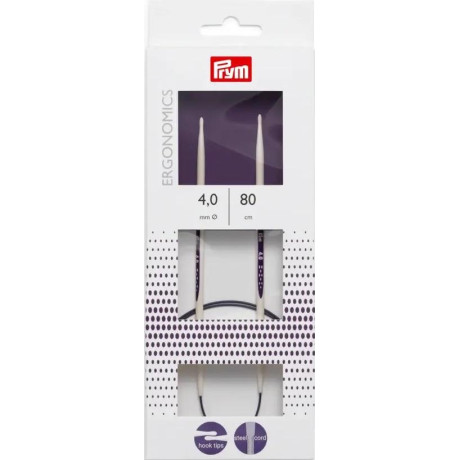 Pletací jehlice kruhové Ergo - 80cm - 4,00mm (Prym) - 1ks/karta