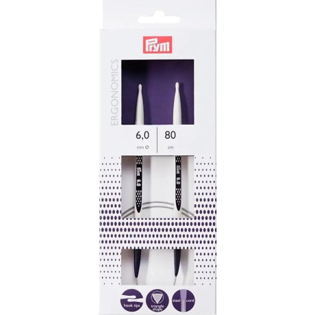 Knitting needles - circular Ergo - 80cm - 6,00mm (Prym) - 1pcs/card