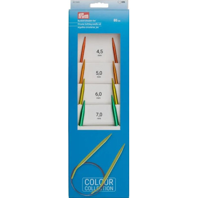 Pletací jehlice kruhové - aluminiové - 80cm - asort (Prym) - 1set/karta