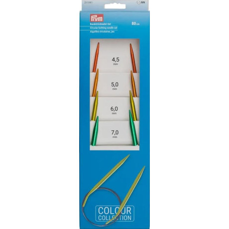 Pletací jehlice kruhové - aluminiové - 80cm - asort (Prym) - 1set/karta
