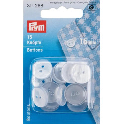 Overall Buttons plastic mother-of-pearl imitation 15 mm - 15pcs/card