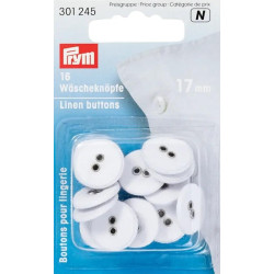 Linen Buttons 17 mm white (Prym) - 16pcs/card