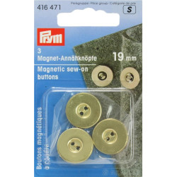 Magnetic sew-on buttons 19 mm gold (Prym) - 3pcs/card