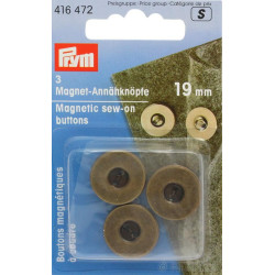 Magnetické našívací knoflíky 19 mm staromosaz (Prym) - 3ks/karta