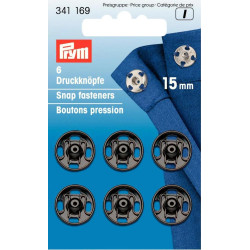 Brass Snap Fasteners - 15 mm black (Prym) - 6 pcs/card