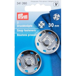 Brass Snap Fasteners - 30 mm silver (Prym) - 2 pcs/card