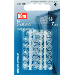 Plastic Snap Fasteners 7mm transparent (Prym) - 24pcs/card