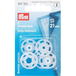 Plastic Snap Fasteners 21mm transparent (Prym) - 3pcs/card