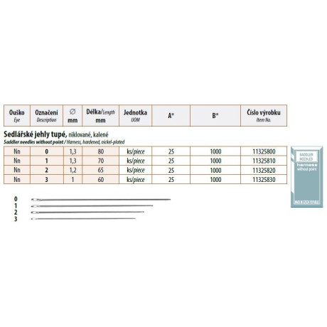 Saddler Needles without point 2 (1,2x65) - 25pcs/envelope, 40envelopes/box (1000pcs)